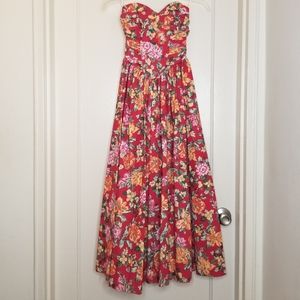 Vintage Flower Patterned Bodice Style Dress